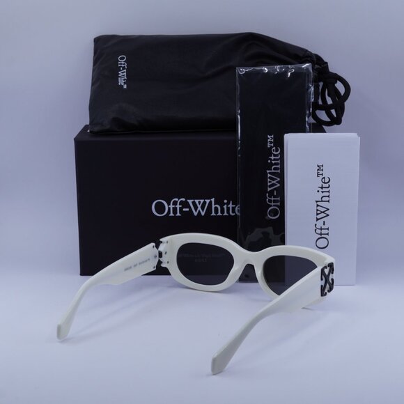 Off-White OERI14E PALMER 0107 Sunglasses White Oval Frame, Grey Lenses
